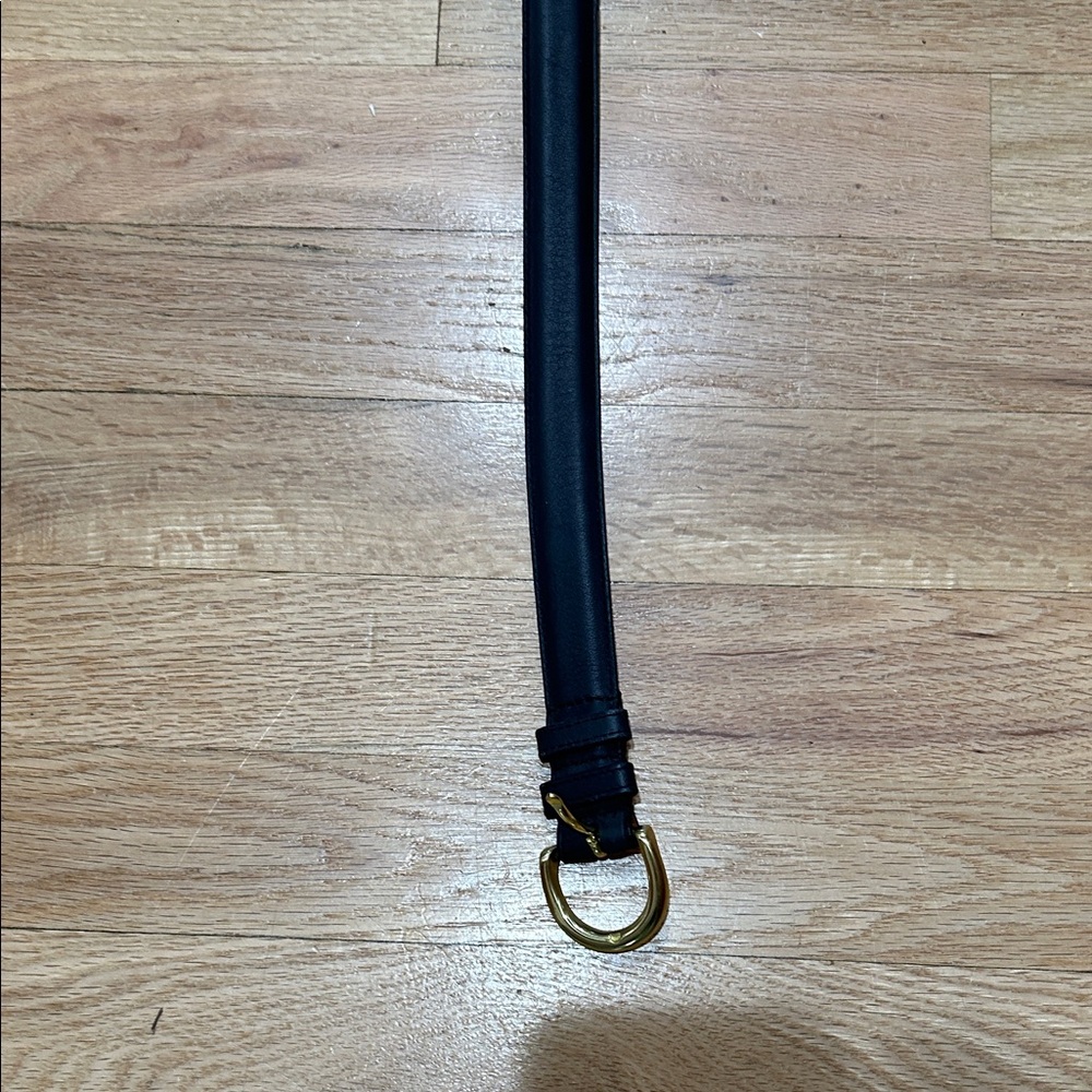 Coach Black Leather Belt with Gold Buckle